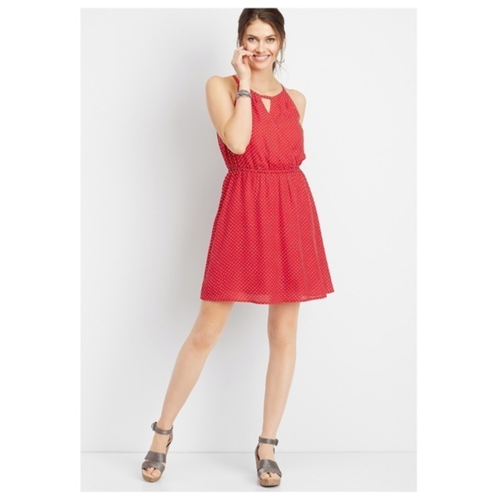 Maurices polka dot keyhole neck dress Size Med-NWT